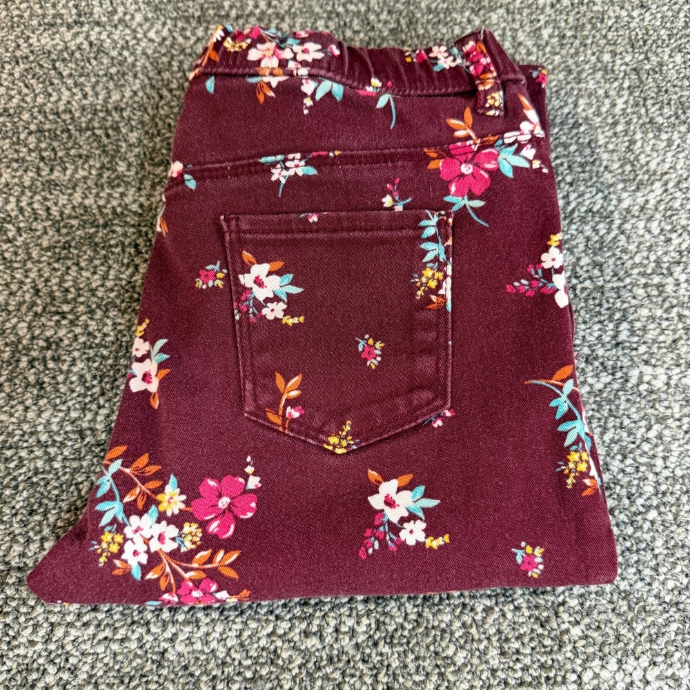 Carters Girls Burgundy Floral Jegging Pants Maroon Size 7 - Picture 6 of 6